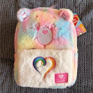Care Bears pastel rainbow fuzzy mini backpack (loungefly)